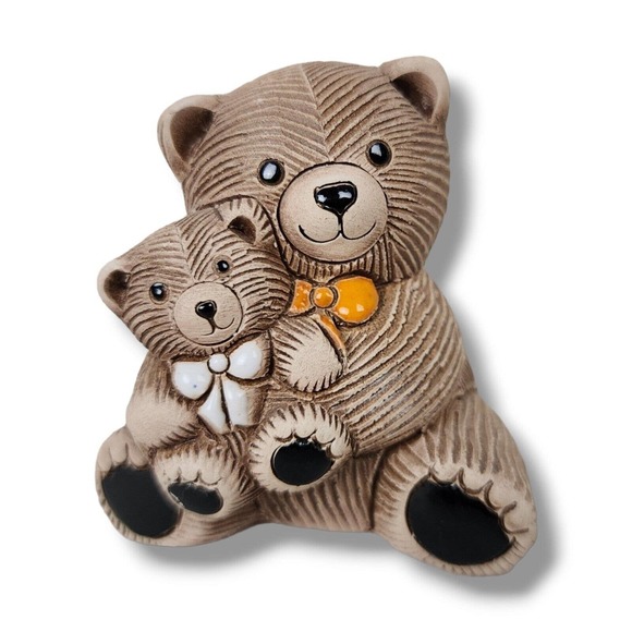 Artisania Rinconada Teddy Bear Uruguayan Hand Carved Pottery Vintage Figurine - Picture 1 of 9